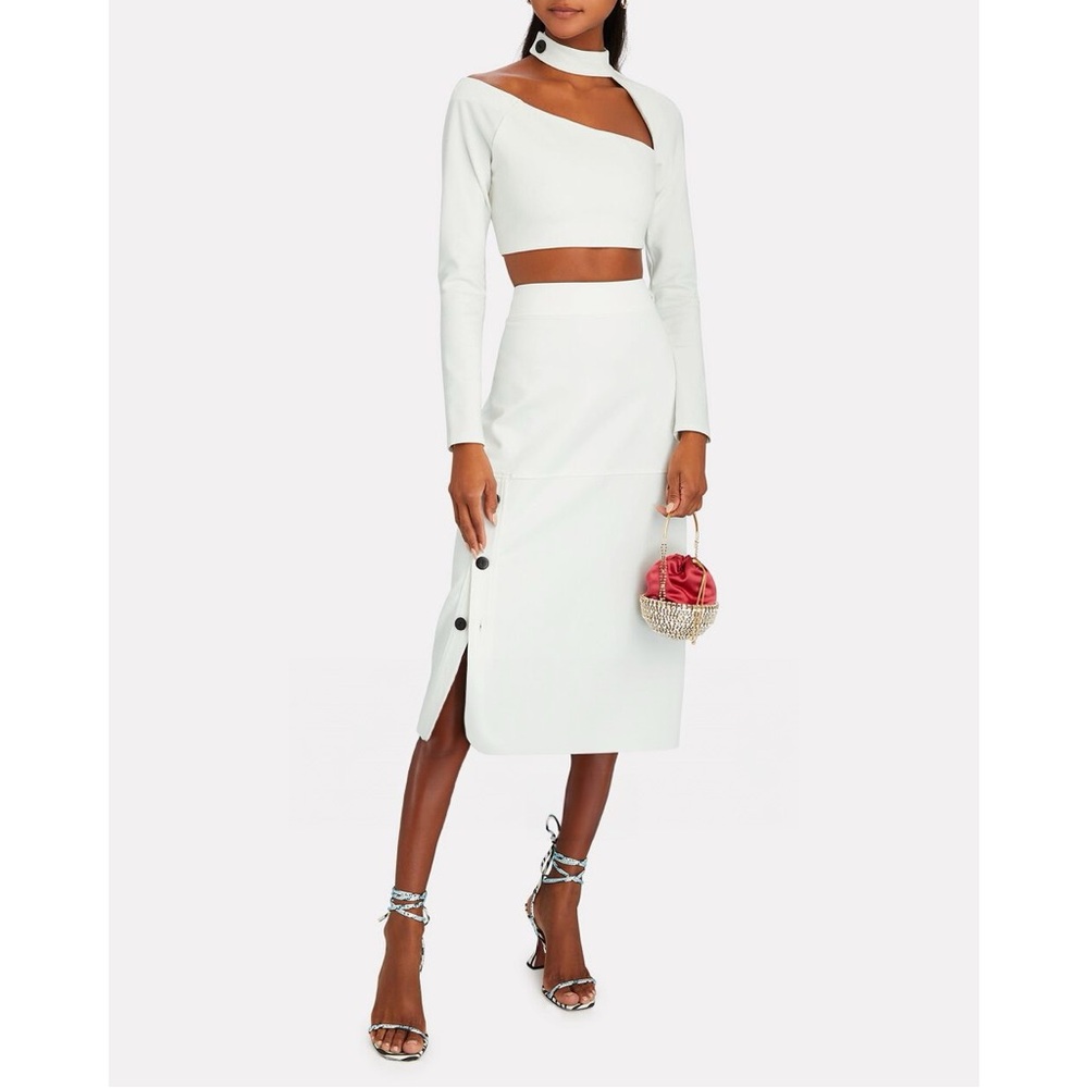 Alexis ‘Neicy’ Buttoned Ponte Knit Skirt in White Size Medium